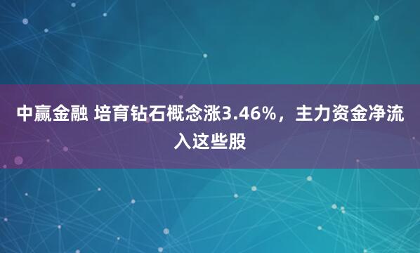 中赢金融 培育钻石概念涨3.46%，主力资金净流入这些股